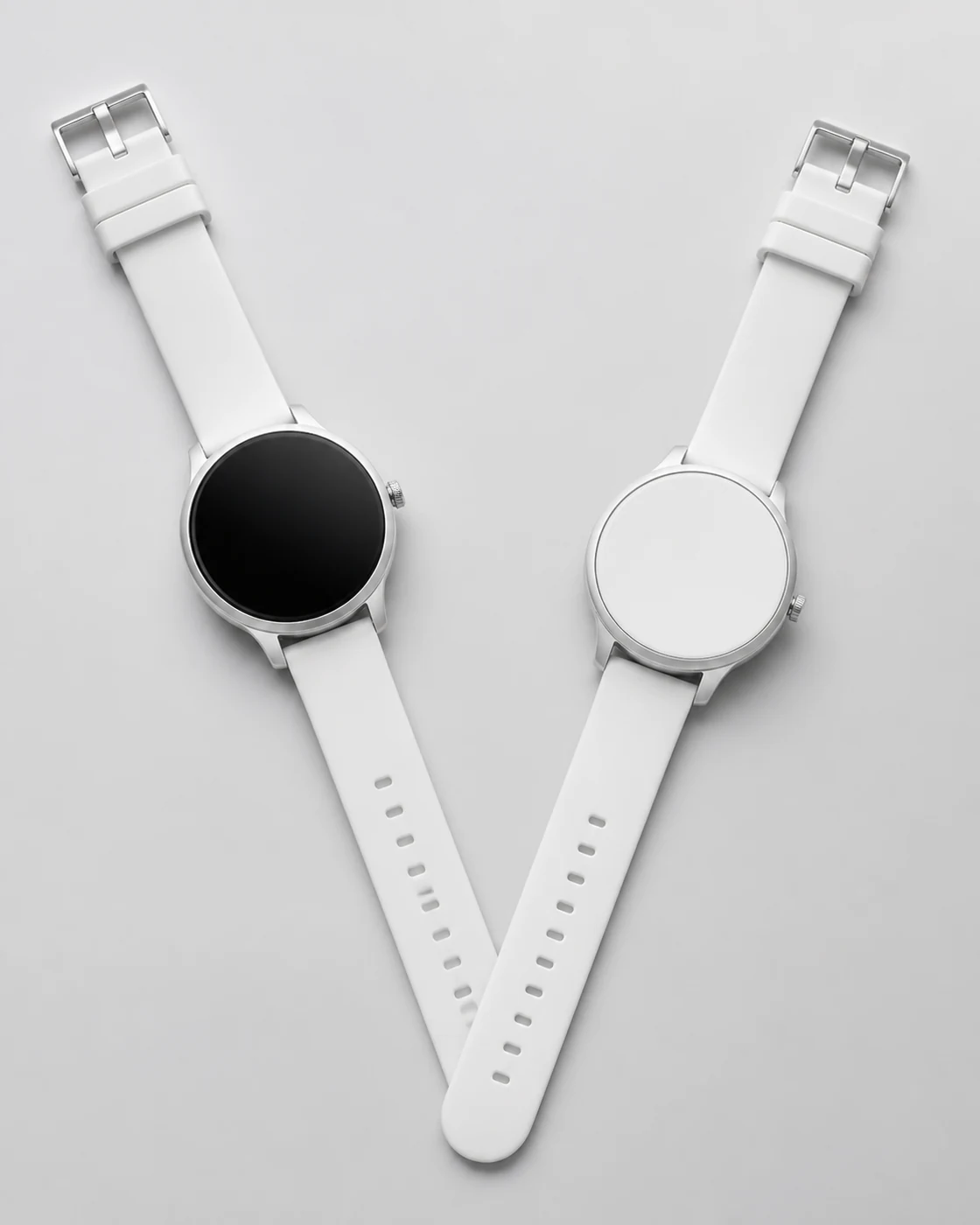 Minimal white wristwatches used for a nine-layer visual analysis